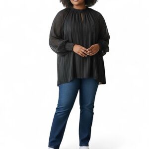 NWT Love & Legend Chic Black Sheer Blouse Plus Size 26
